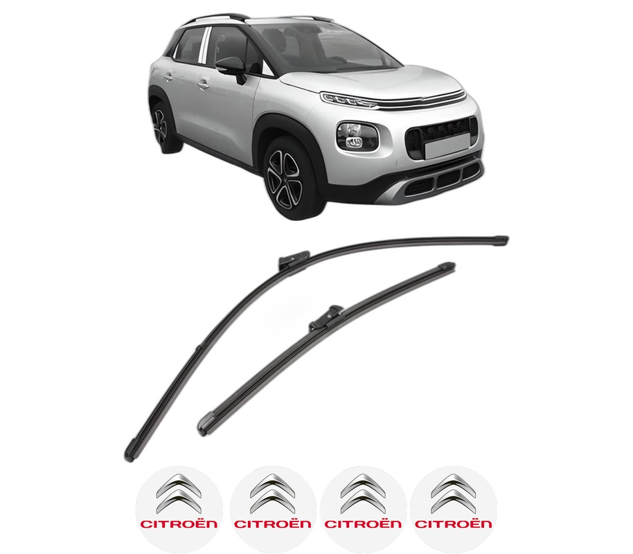Set stergatoare auto CITROEN C3 AIRCROSS II (2R_, 2C_) din 2017-2020, pentru parbriz auto, 2 bucati, Valeo Silencio Xtrm, din cauciuc siliconat rezistent, 4 Stickere Auto CITROEN