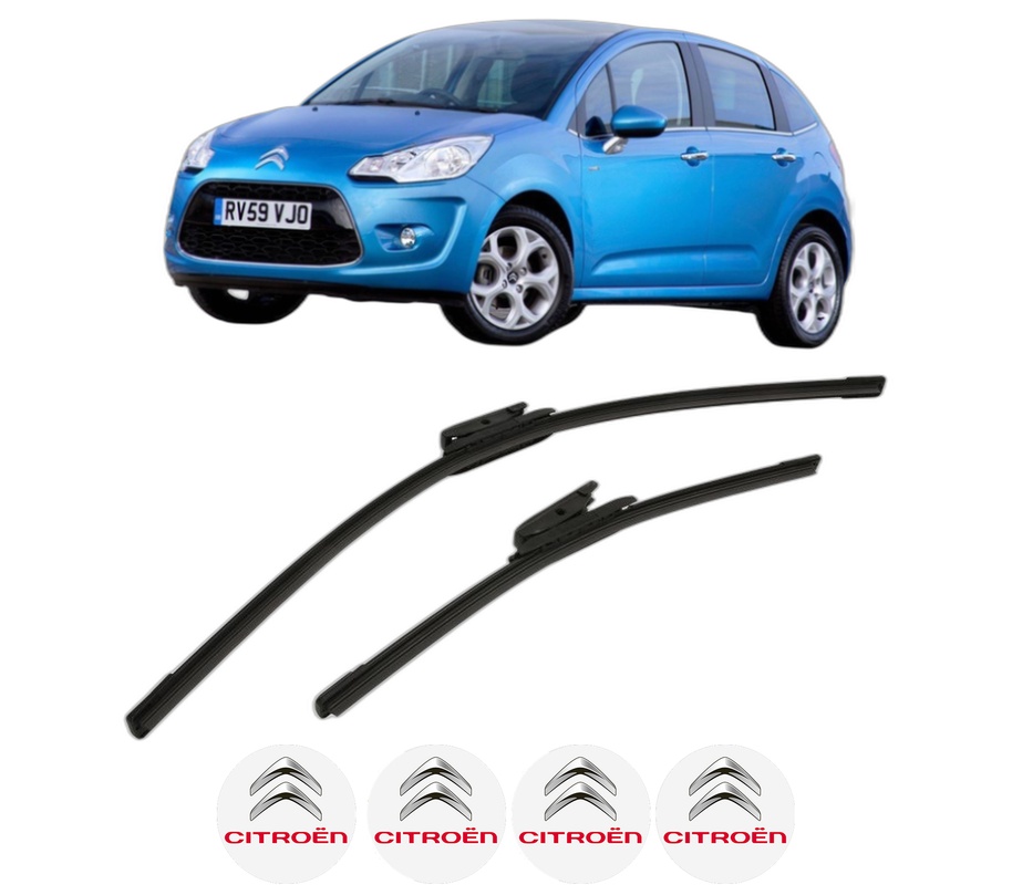 Set stergatoare auto CITROEN C3 II Hatchback Van (SC_) din 2010-2016, pentru parbriz auto, 2 bucati, Bosch Aerotwin, din cauciuc siliconat rezistent, 4 Stickere Auto CITROEN