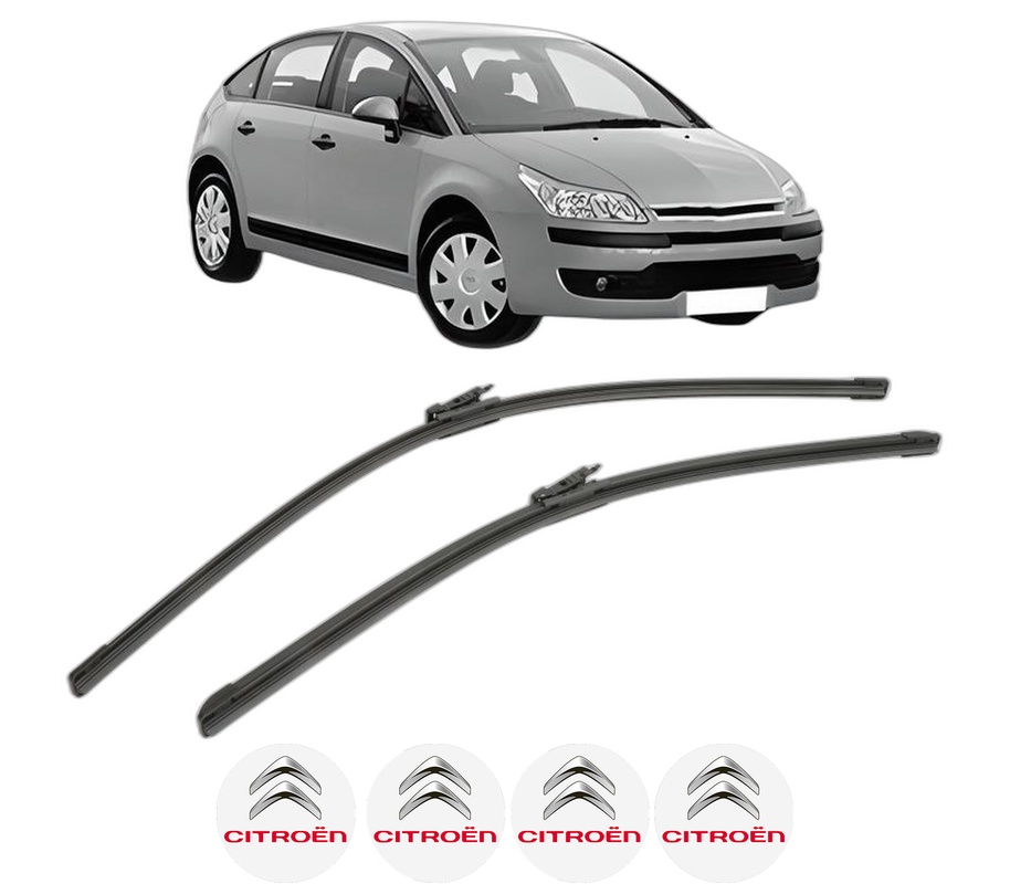 Set stergatoare auto CITROEN C4 I (LC_) din 2004-2011, pentru parbriz auto, 2 bucati, Bosch Aerotwin, din cauciuc siliconat rezistent, 4 Stickere Auto CITROEN