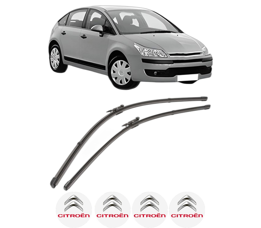 Set stergatoare auto CITROEN C4 I (LC_) din 2004-2011, pentru parbriz auto, 2 bucati, Valeo Silencio Xtrm, din cauciuc siliconat rezistent, 4 Stickere Auto CITROEN