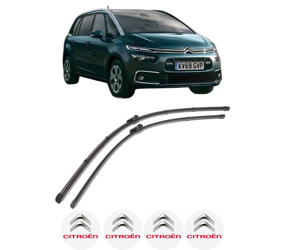 Set stergatoare auto CITROEN GRAND C4 SPACETOURER Van (3A_, 3E_) din 2019, pentru parbriz auto, 2 bucati, Valeo Silencio Xtrm, din cauciuc siliconat rezistent, 4 Stickere Auto CITROEN