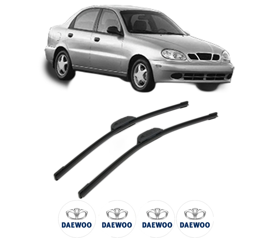 Set stergatoare auto DAEWOO LANOS Saloon (KLAT) din 1997, pentru parbriz auto, 2 bucati, Bosch Aerotwin Retrofit, din cauciuc siliconat rezistent, 4 Stickere Auto DAEWOO
