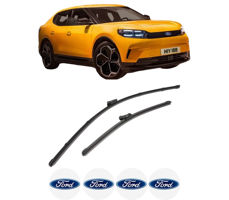 Set stergatoare auto FORD CAPRI (CX740L) din 2024, pentru parbriz auto, 2 bucati, Valeo Silencio, din cauciuc siliconat rezistent, 4 Stickere Auto FORD
