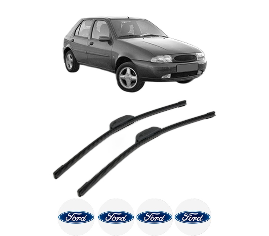 Set stergatoare auto FORD FIESTA Box Body/MPV (J5_, J3_) din 1996-2000, pentru parbriz auto, 2 bucati, Bosch Aerotwin Retrofit, din cauciuc siliconat rezistent, 4 Stickere Auto FORD