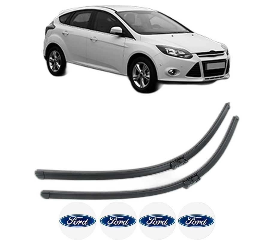 Set stergatoare auto FORD FOCUS III Hatchback Van din 2011-2020, pentru parbriz auto, 2 bucati, Bosch Aerotwin, din cauciuc siliconat rezistent, 4 Stickere Auto FORD