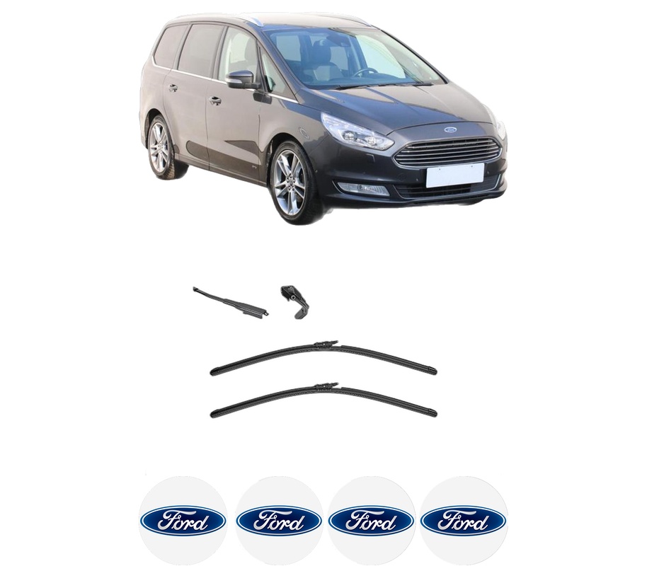 Set stergatoare auto FORD GALAXY MK III VAN (CK) din 2019, pentru parbriz auto, 2 bucati, Valeo Silencio AquaBlade, din cauciuc siliconat rezistent, 4 Stickere Auto FORD