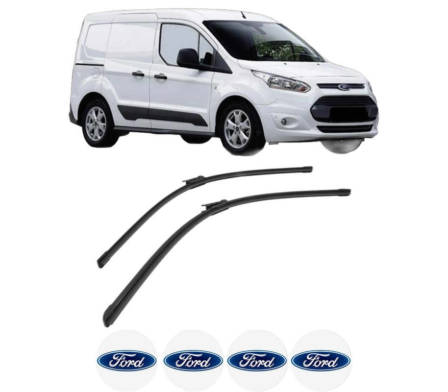 Set stergatoare auto FORD TRANSIT CONNECT MPV din 2013-2018, pentru parbriz auto, 2 bucati, Bosch Aerotwin, din cauciuc siliconat rezistent, 4 Stickere Auto FORD