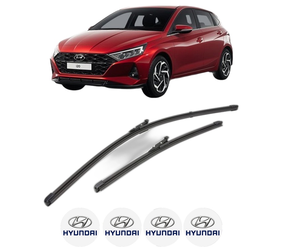 Set stergatoare auto HYUNDAI i20 III (BC3, BI3) din 2020-2024, pentru parbriz auto, 2 bucati, Valeo Silencio Xtrm, din cauciuc siliconat rezistent, 4 Stickere Auto HYUNDAI