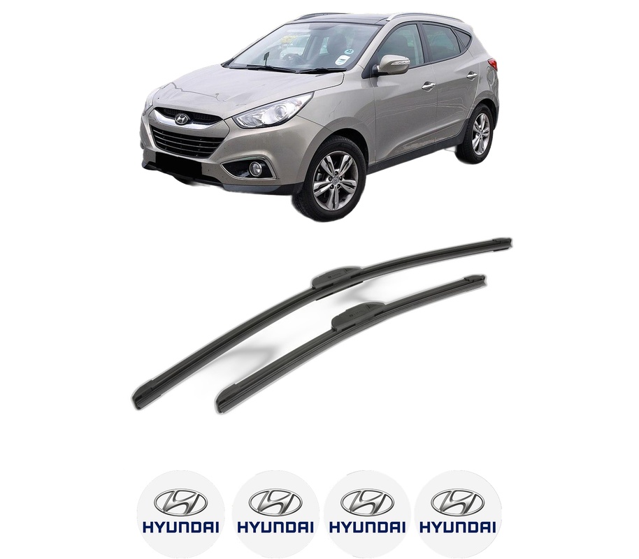 Set stergatoare auto HYUNDAI ix35 (LM, EL, ELH) din 2009-2015, pentru parbriz auto, 2 bucati, Bosch Aerotwin Retrofit, din cauciuc siliconat rezistent, 4 Stickere Auto HYUNDAI