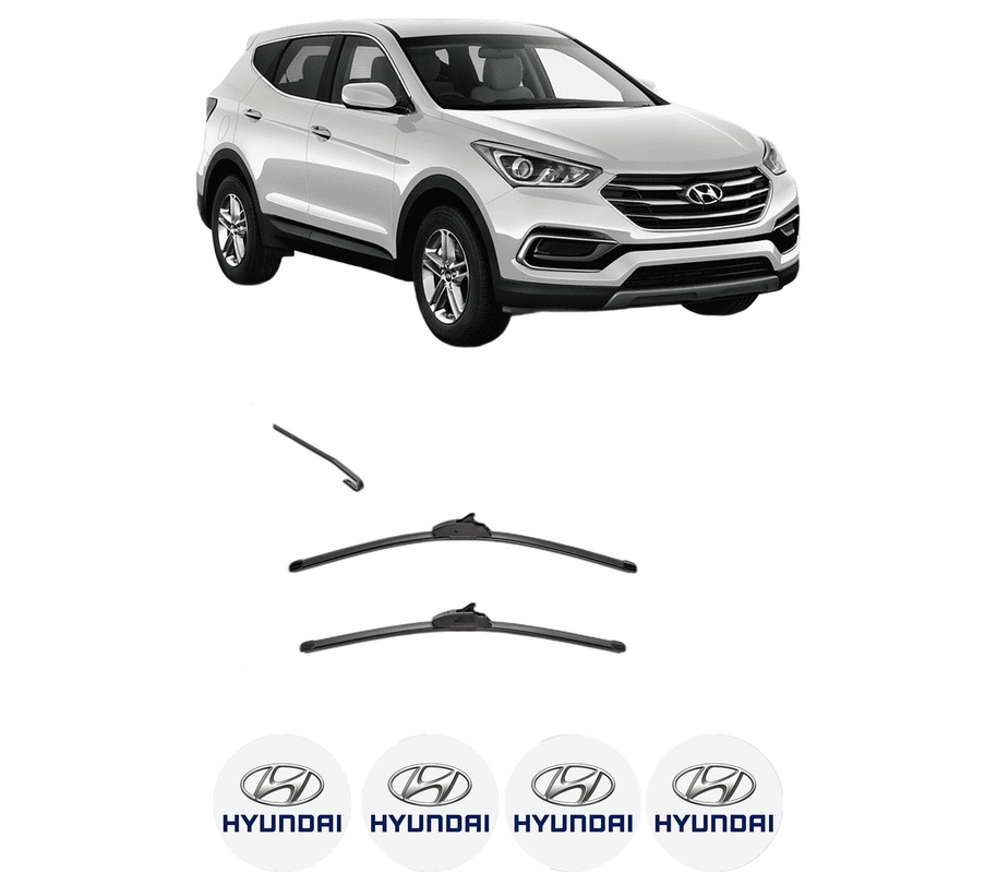Set stergatoare auto HYUNDAI SANTA FE IV (TM, TMA) din 2018-2022, pentru parbriz auto, 2 bucati, Valeo Silencio, din cauciuc siliconat rezistent, 4 Stickere Auto HYUNDAI