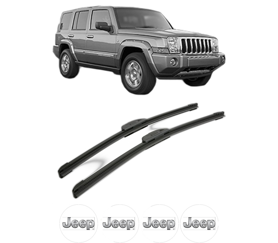 Set stergatoare auto JEEP COMMANDER (XK, XH) din 2005-2009, pentru parbriz auto, 2 bucati, Bosch Aerotwin Retrofit, din cauciuc siliconat rezistent, 4 Stickere Auto JEEP