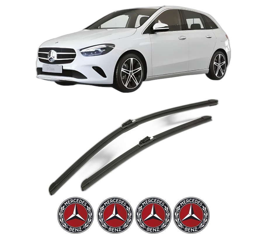 Set stergatoare auto MERCEDES-BENZ B-CLASS Sports Tourer (W247) din 2018-2022, pentru parbriz auto, 2 bucati, Bosch Aerotwin, din cauciuc siliconat rezistent, 4 Stickere Auto MERCEDES-BENZ