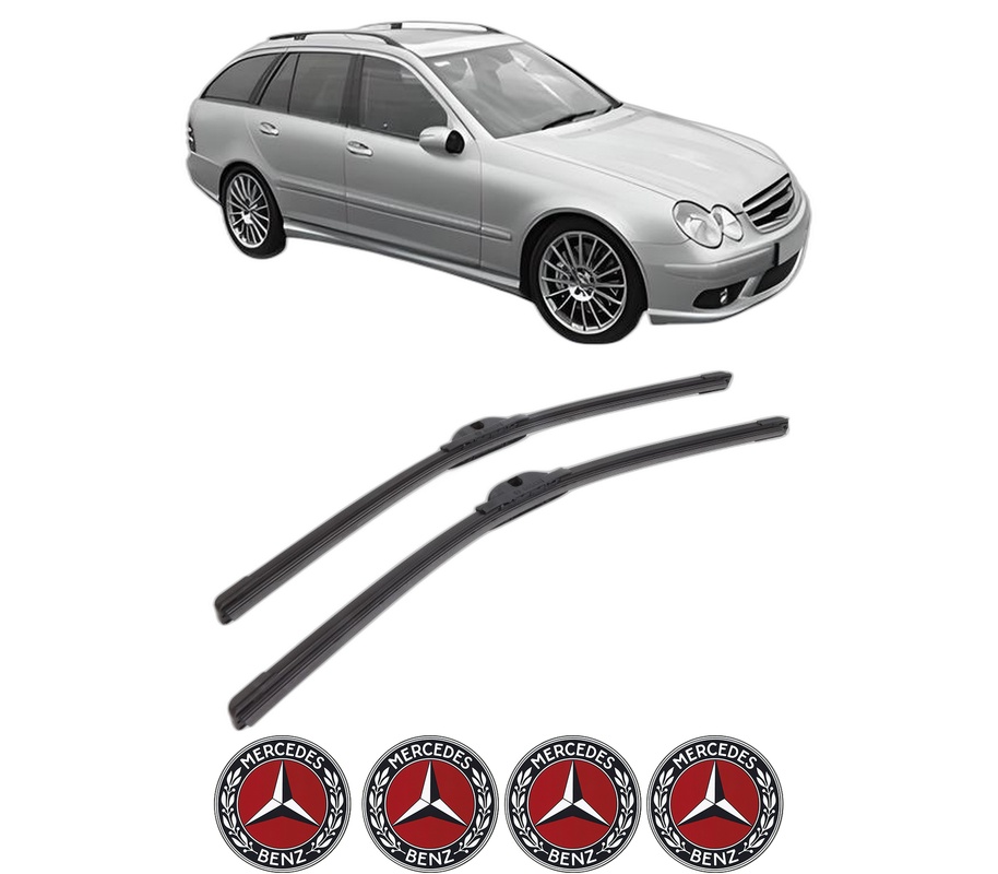 Set stergatoare auto MERCEDES-BENZ C-CLASS T-Model (S203) din 2001-2007, pentru parbriz auto, 2 bucati, Bosch Aerotwin, din cauciuc siliconat rezistent, 4 Stickere Auto MERCEDES-BENZ
