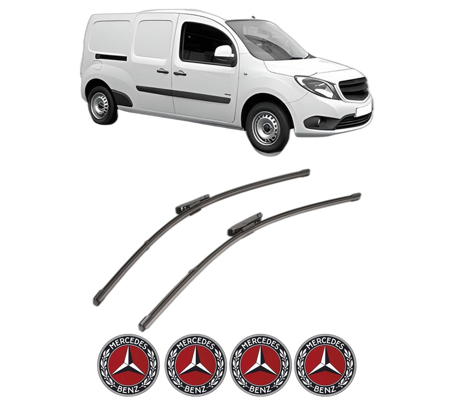 Set stergatoare auto MERCEDES-BENZ CITAN Box Body/MPV (W415) din 2012-2021, pentru parbriz auto, 2 bucati, Valeo Silencio Xtrm, din cauciuc siliconat rezistent, 4 Stickere Auto MERCEDES-BENZ