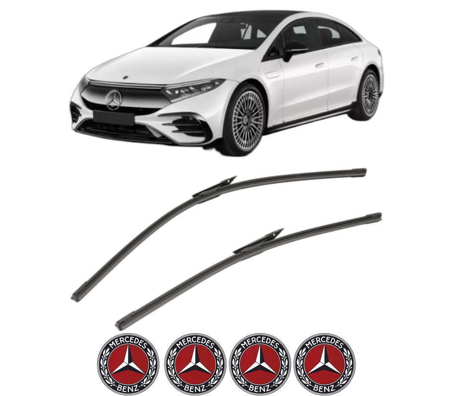 Set stergatoare auto MERCEDES-BENZ EQS (V297) din 2021-2023, pentru parbriz auto, 2 bucati, Bosch Aerotwin, din cauciuc siliconat rezistent, 4 Stickere Auto MERCEDES-BENZ