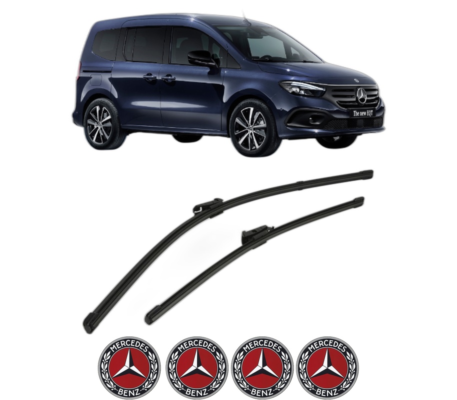 Set stergatoare auto MERCEDES-BENZ EQT (W420) din 2023, pentru parbriz auto, 2 bucati, Valeo Silencio, din cauciuc siliconat rezistent, 4 Stickere Auto MERCEDES-BENZ
