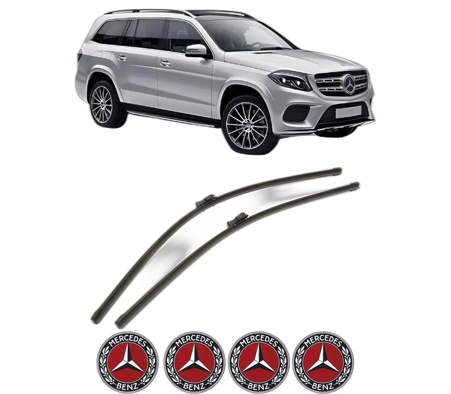 Set stergatoare auto MERCEDES-BENZ GLS (X166) din 2015-2019, pentru parbriz auto, 2 bucati, Bosch Aerotwin, din cauciuc siliconat rezistent, 4 Stickere Auto MERCEDES-BENZ