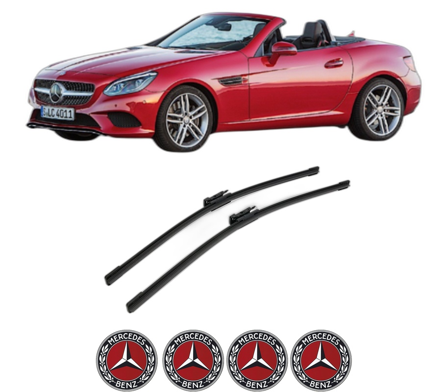Set stergatoare auto MERCEDES-BENZ SLC (R172) din 2016-2018, pentru parbriz auto, 2 bucati, Bosch Aerotwin, din cauciuc siliconat rezistent, 4 Stickere Auto MERCEDES-BENZ