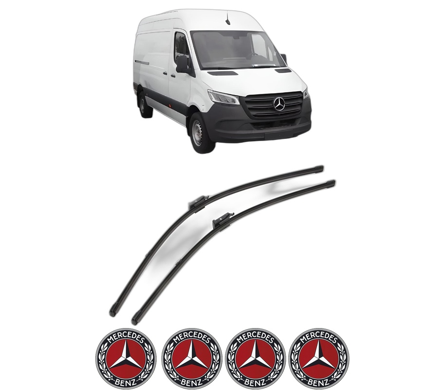 Set stergatoare auto MERCEDES-BENZ SPRINTER 5-t Van (B907) din 2018-2021, pentru parbriz auto, 2 bucati, Valeo Silencio Xtrm, din cauciuc siliconat rezistent, 4 Stickere Auto MERCEDES-BENZ