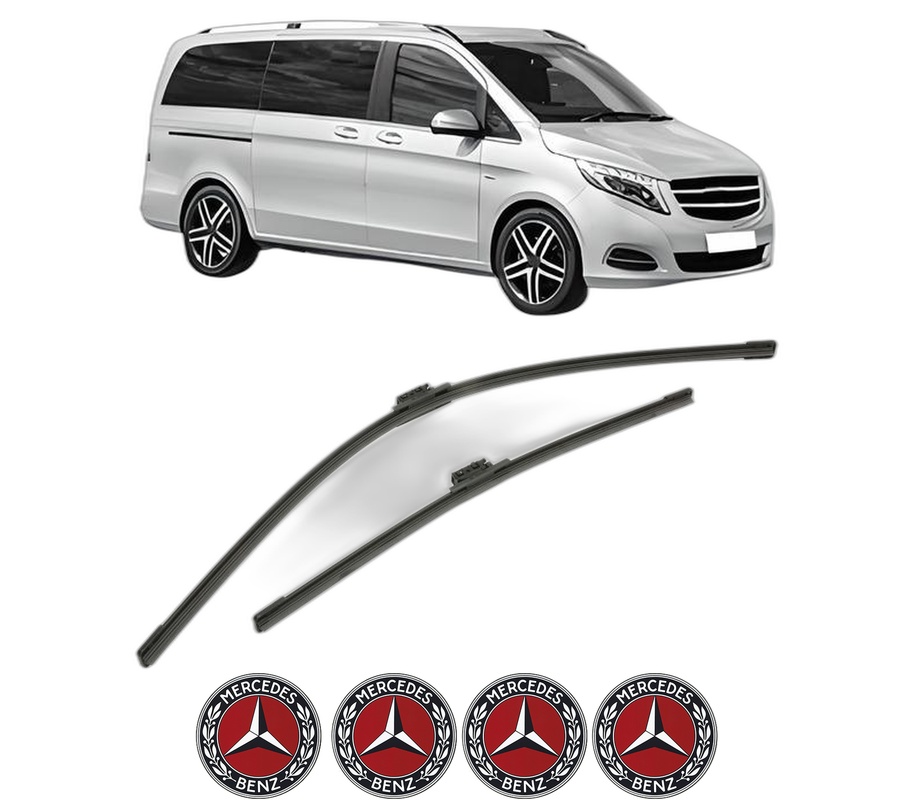 Set stergatoare auto MERCEDES-BENZ V-CLASS (W447) din 2014-2021, pentru parbriz auto, 2 bucati, Bosch Aerotwin, din cauciuc siliconat rezistent, 4 Stickere Auto MERCEDES-BENZ