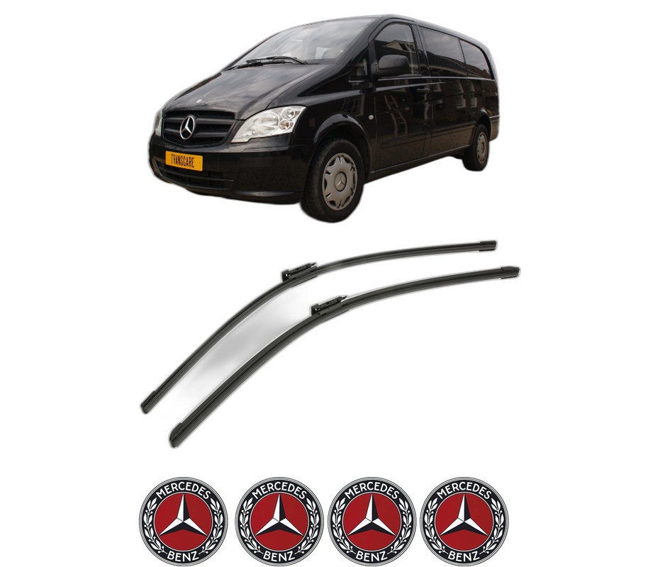 Set stergatoare auto MERCEDES-BENZ VITO / MIXTO Van (W639) din 2003-2012, pentru parbriz auto, 2 bucati, Bosch Aerotwin, din cauciuc siliconat rezistent, 4 Stickere Auto MERCEDES-BENZ