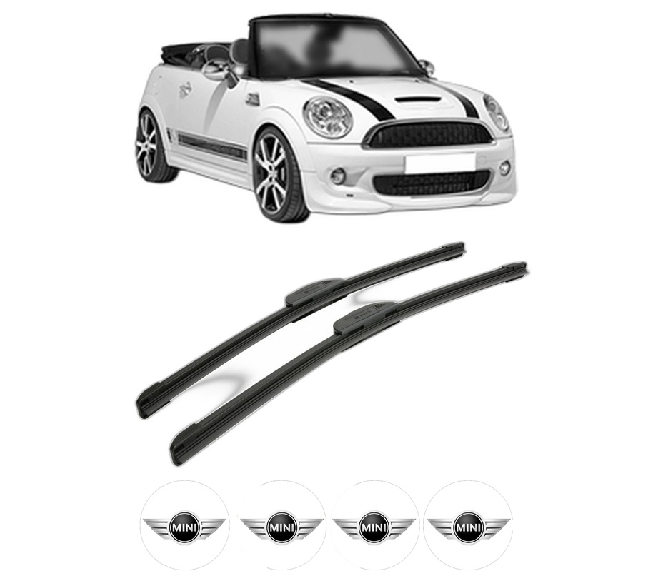 Set stergatoare auto MINI MINI Convertible (R57) din 2007-2015, pentru parbriz auto, 2 bucati, Bosch Aerotwin Retrofit, din cauciuc siliconat rezistent, 4 Stickere Auto MINI
