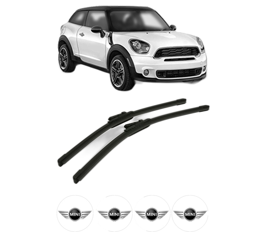 Set stergatoare auto MINI MINI PACEMAN (R61) din 2012-2016, pentru parbriz auto, 2 bucati, Bosch Aerotwin, din cauciuc siliconat rezistent, 4 Stickere Auto MINI