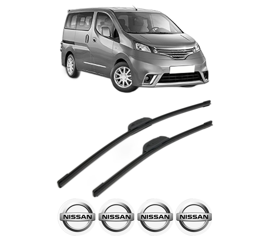Set stergatoare auto NISSAN NV200 / EVALIA Bus din 2010-2014, pentru parbriz auto, 2 bucati, Bosch Aerotwin Retrofit, din cauciuc siliconat rezistent, 4 Stickere Auto NISSAN