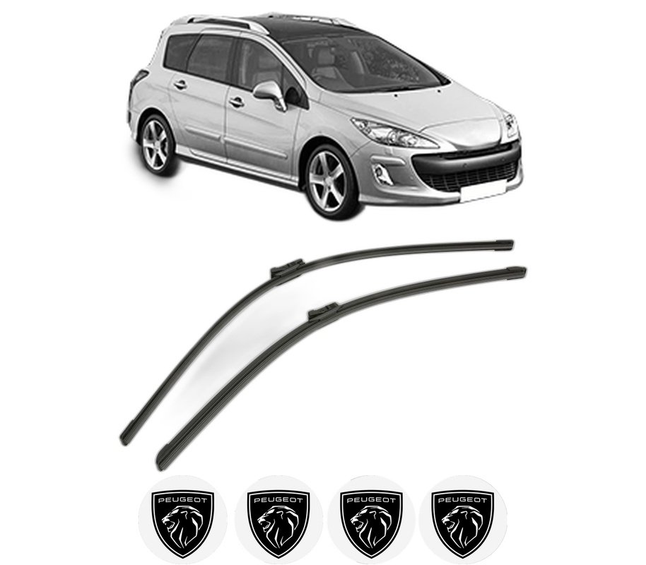 Set stergatoare auto PEUGEOT 308 SW I (4E_, 4H_) din 2007-2014, pentru parbriz auto, 2 bucati, Bosch Aerotwin, din cauciuc siliconat rezistent, 4 Stickere Auto PEUGEOT