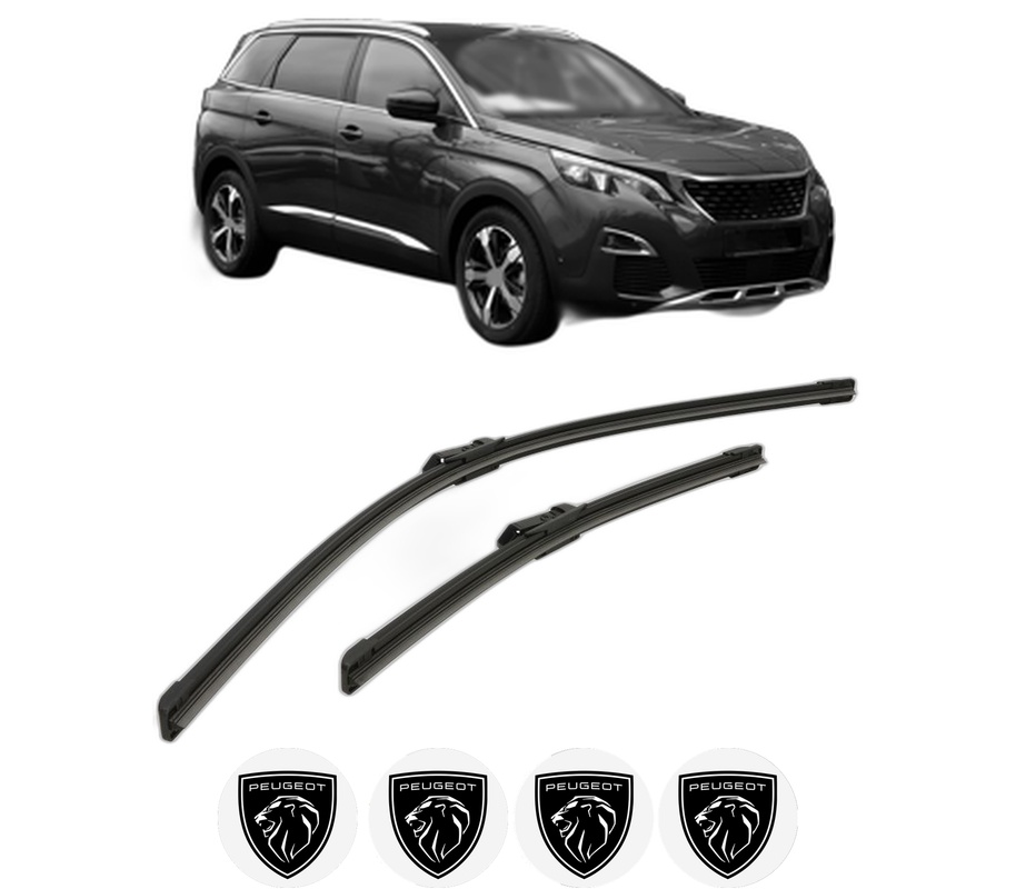 Set stergatoare auto PEUGEOT 5008 II (MC_, MJ_, MR_, M4_) din 2016-2023, pentru parbriz auto, 2 bucati, Bosch Aerotwin, din cauciuc siliconat rezistent, 4 Stickere Auto PEUGEOT