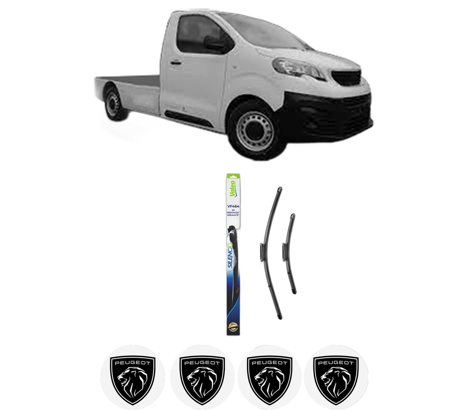 Set stergatoare auto PEUGEOT EXPERT Platform/Chassis (V_) din 2016-2023, pentru parbriz auto, 2 bucati, Valeo Silencio Xtrm, din cauciuc siliconat rezistent, 4 Stickere Auto PEUGEOT