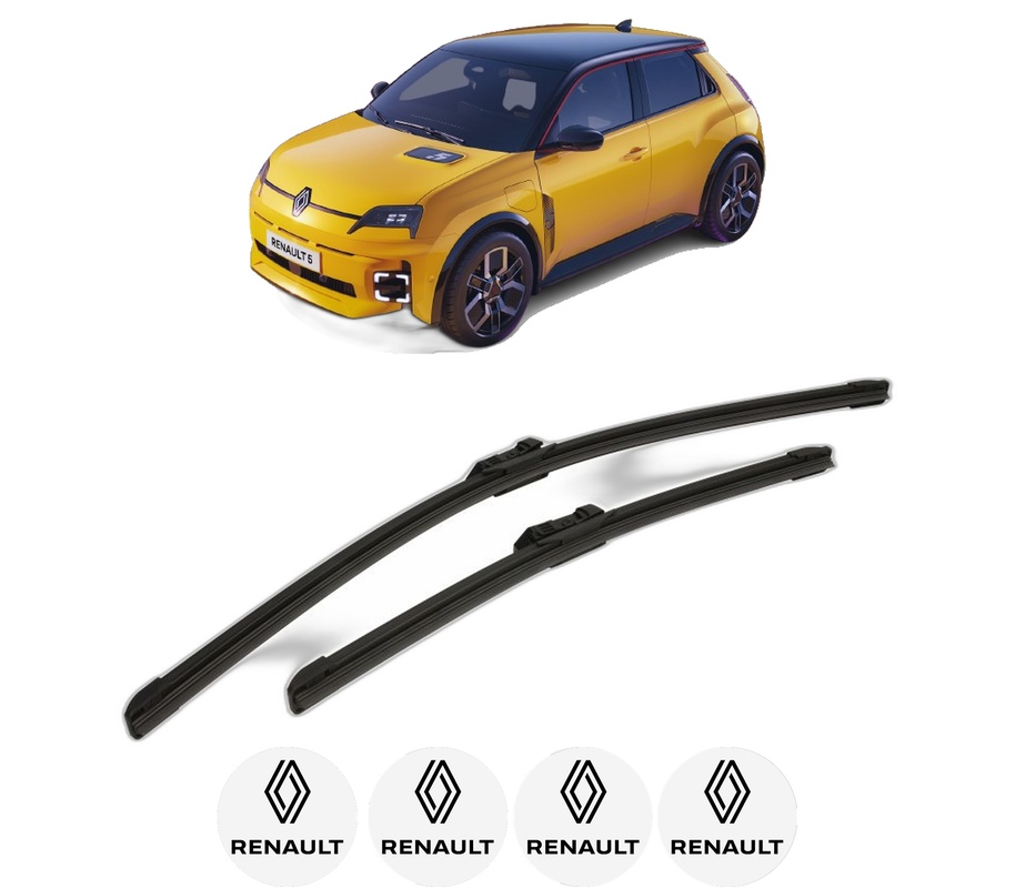 Set stergatoare auto RENAULT 5 din 2024, pentru parbriz auto, 2 bucati, Bosch Aerotwin, din cauciuc siliconat rezistent, 4 Stickere Auto RENAULT
