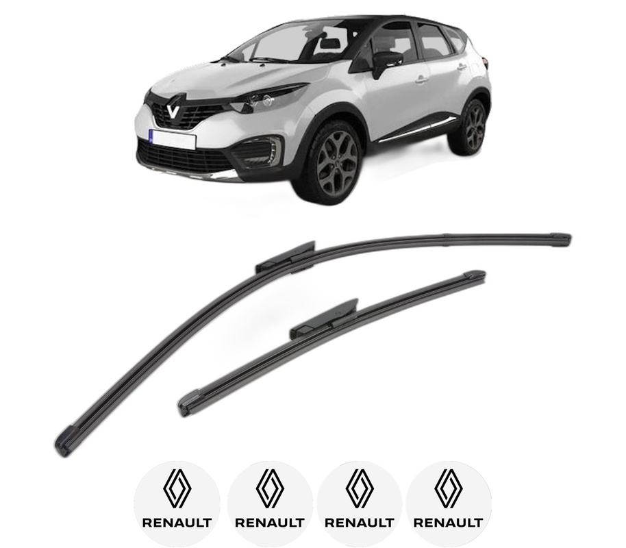 Set stergatoare auto RENAULT CAPTUR I (J5_, H5_) din 2013-2018, pentru parbriz auto, 2 bucati, Valeo Silencio Xtrm, din cauciuc siliconat rezistent, 4 Stickere Auto RENAULT