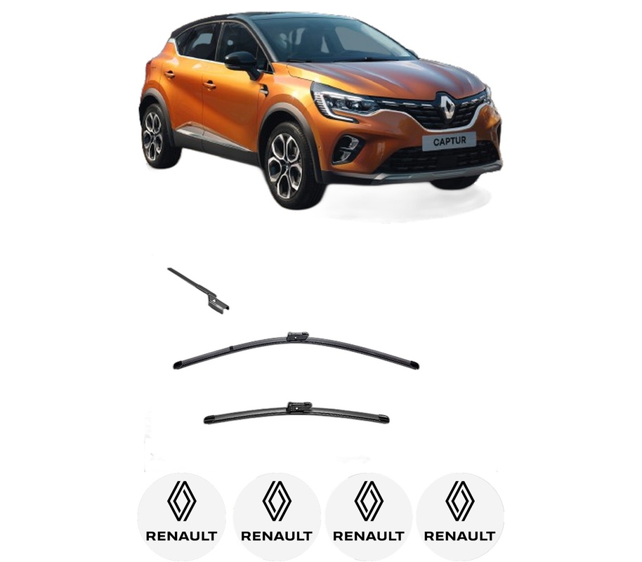 Set stergatoare auto RENAULT CAPTUR II (HF_) din 2020-2022, pentru parbriz auto, 2 bucati, Valeo Silencio, din cauciuc siliconat rezistent, 4 Stickere Auto RENAULT