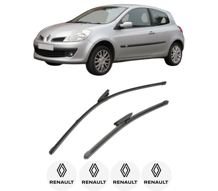 Set stergatoare auto RENAULT CLIO III Hatchback Van (SB_, SR_) din 2005-2014, pentru parbriz auto, 2 bucati, Valeo Silencio Xtrm, din cauciuc siliconat rezistent, 4 Stickere Auto RENAULT