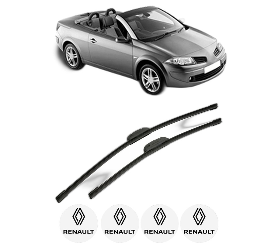 Set stergatoare auto RENAULT MEGANE II Coupé-Cabriolet (EM0/1_) din 2003-2009, pentru parbriz auto, 2 bucati, Bosch Aerotwin Retrofit, din cauciuc siliconat rezistent, 4 Stickere Auto RENAULT