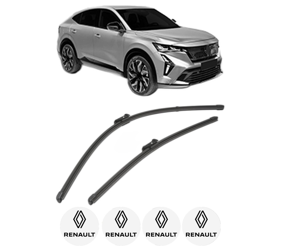 Set stergatoare auto RENAULT RAFALE Coupe (DGM_) din 2023, pentru parbriz auto, 2 bucati, Valeo Silencio Xtrm, din cauciuc siliconat rezistent, 4 Stickere Auto RENAULT