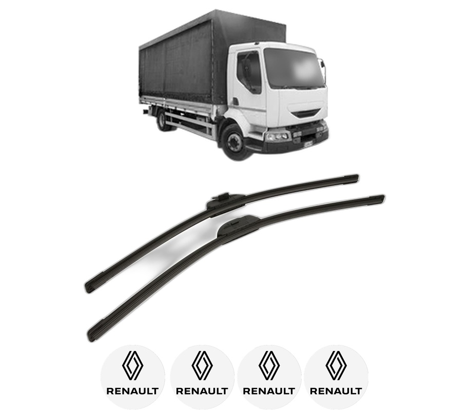 Set stergatoare auto RENAULT TRUCKS MIDLUM din 2000-2009, pentru parbriz auto, 2 bucati, Bosch Aerotwin Retro Truck, din cauciuc siliconat rezistent, 4 Stickere Auto RENAULT TRUCKS