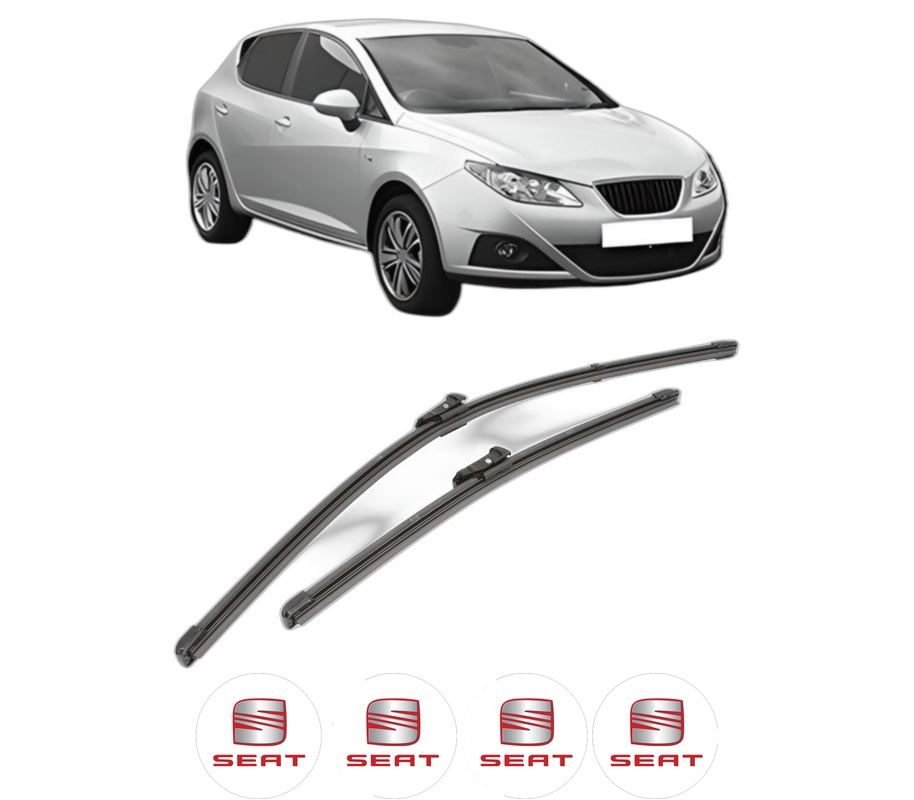 Set stergatoare auto SEAT IBIZA IV (6J5, 6P1) din 2008-2017, pentru parbriz auto, 2 bucati, Valeo Silencio Xtrm, din cauciuc siliconat rezistent, 4 Stickere Auto SEAT