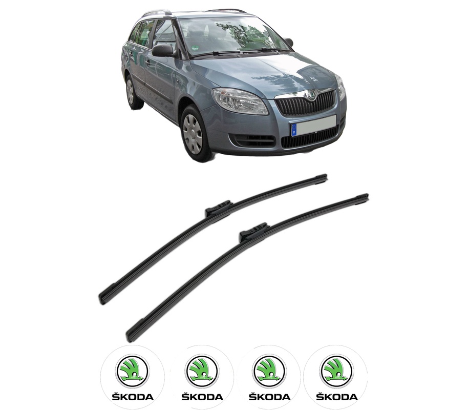 Set stergatoare auto SKODA FABIA II Combi (545) din 2007-2014, pentru parbriz auto, 2 bucati, Bosch Aerotwin, din cauciuc siliconat rezistent, 4 Stickere Auto SKODA