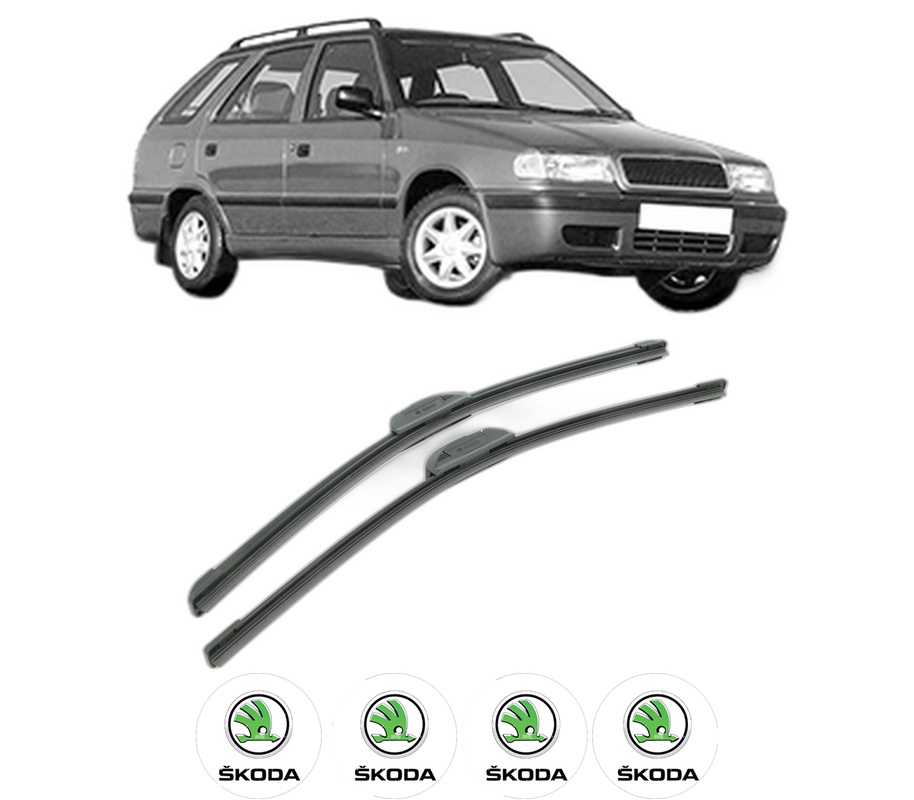 Set stergatoare auto SKODA FELICIA II Estate (6U5) din 1996-2001, pentru parbriz auto, 2 bucati, Bosch Aerotwin Retrofit, din cauciuc siliconat rezistent, 4 Stickere Auto SKODA