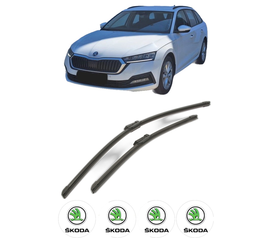 Set stergatoare auto SKODA OCTAVIA IV Combi (NX5, PV5) din 2019-2025, pentru parbriz auto, 2 bucati, Bosch Aerotwin, din cauciuc siliconat rezistent, 4 Stickere Auto SKODA