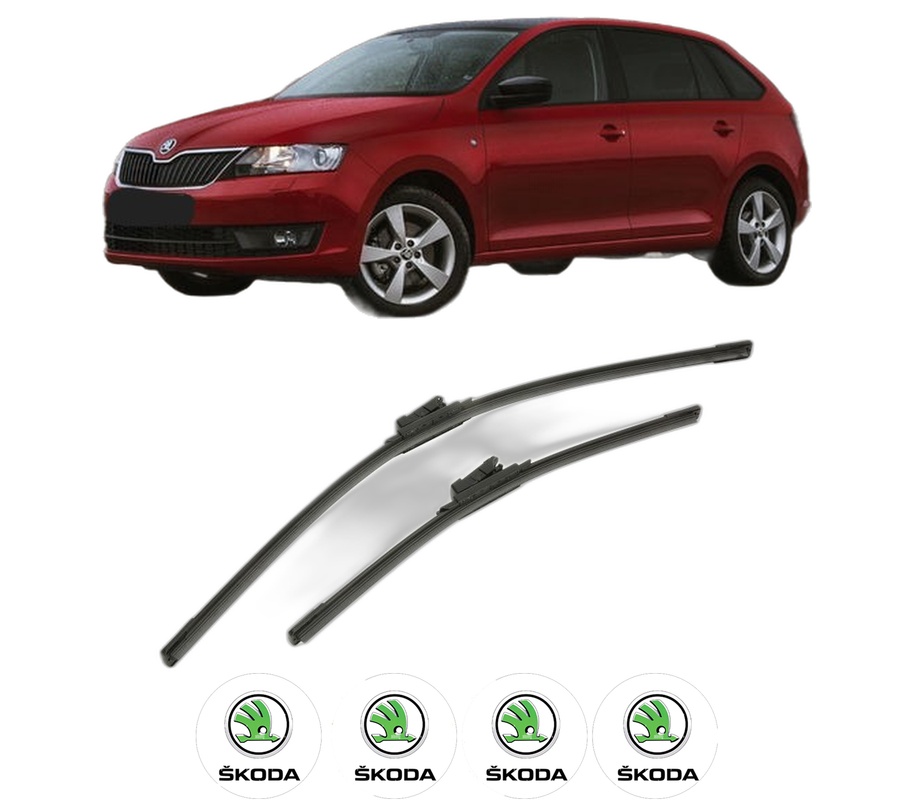 Set stergatoare auto SKODA RAPID Spaceback (NH1) din 2012-2019, pentru parbriz auto, 2 bucati, Bosch Aerotwin, din cauciuc siliconat rezistent, 4 Stickere Auto SKODA