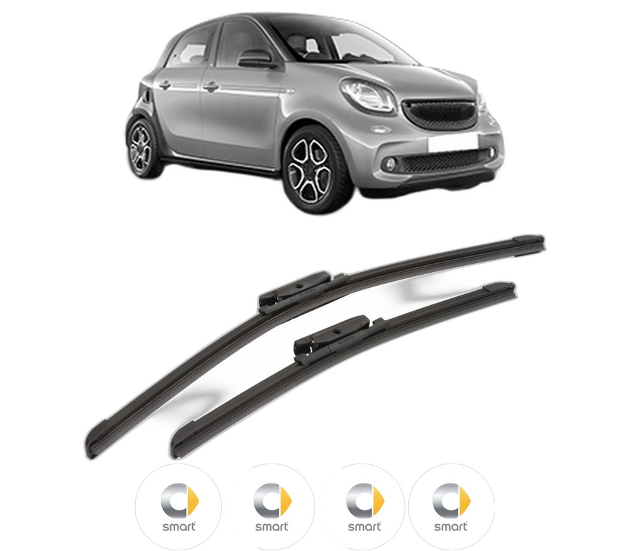 Set stergatoare auto SMART FORFOUR Hatchback (453) din 2014-2017, pentru parbriz auto, 2 bucati, Bosch Aerotwin, din cauciuc siliconat rezistent, 4 Stickere Auto SMART