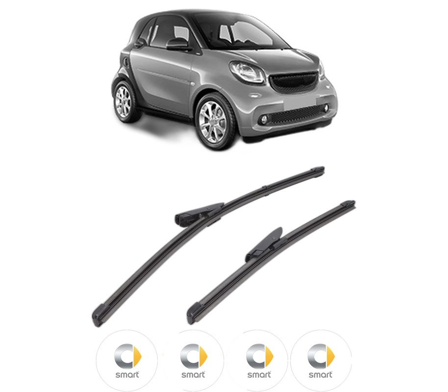 Set stergatoare auto SMART FORTWO Coupe (453) din 2014-2017, pentru parbriz auto, 2 bucati, Valeo Silencio, din cauciuc siliconat rezistent, 4 Stickere Auto SMART