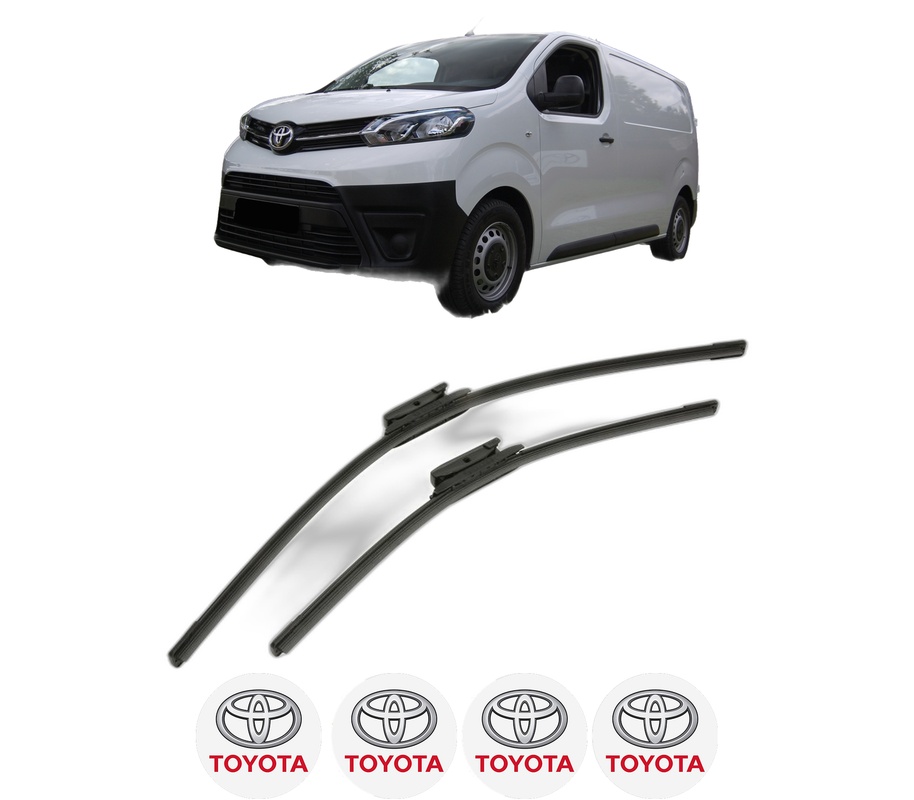 Set stergatoare auto TOYOTA PROACE Platform/Chassis (MDZ_) din 2016-2024, pentru parbriz auto, 2 bucati, Bosch Aerotwin, din cauciuc siliconat rezistent, 4 Stickere Auto TOYOTA