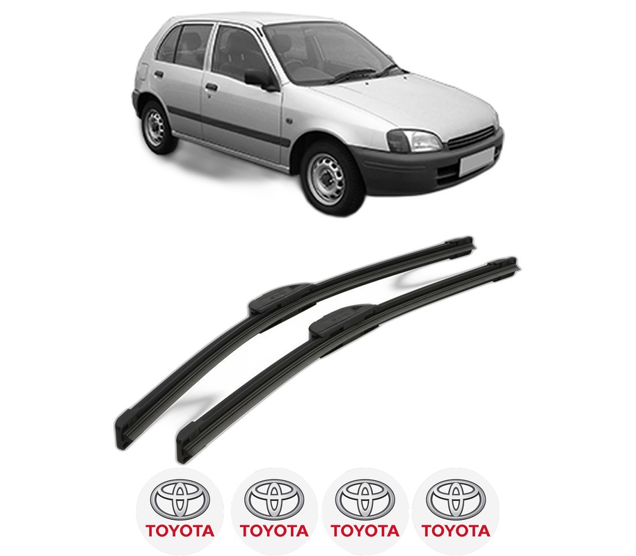 Set stergatoare auto TOYOTA STARLET (_P9_) din 1996, pentru parbriz auto, 2 bucati, Bosch Aerotwin Retrofit, din cauciuc siliconat rezistent, 4 Stickere Auto TOYOTA