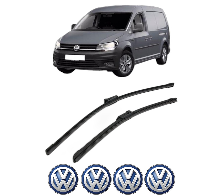 Set stergatoare auto Volkswagen CADDY IV MPV (SAB, SAJ) din 2015-2020, pentru parbriz auto, 2 bucati, Bosch Aerotwin, din cauciuc siliconat rezistent, 4 Stickere Auto Volkswagen