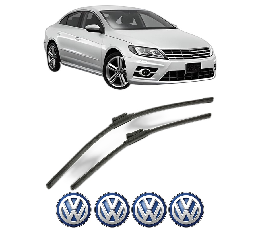 Set stergatoare auto Volkswagen CC B7 (358) din 2011-2016, pentru parbriz auto, 2 bucati, Bosch Aerotwin, din cauciuc siliconat rezistent, 4 Stickere Auto Volkswagen