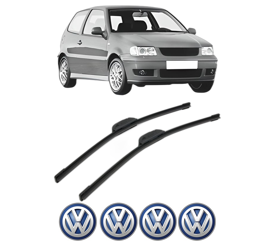 Set stergatoare auto Volkswagen POLO (6N2) din 1999-2000, pentru parbriz auto, 2 bucati, Bosch Aerotwin Retrofit, din cauciuc siliconat rezistent, 4 Stickere Auto Volkswagen